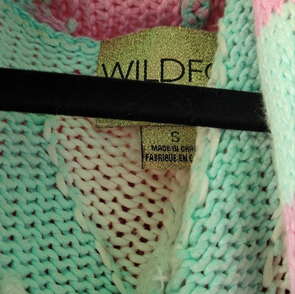 FINAL PRICE Wildfox American Love Slouch Heart Pink White Blue Stripe Cardigan - Picture 5 of 7